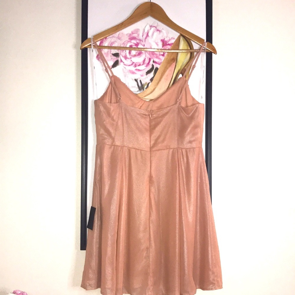 NWT Lulu’s Blush Metallic Bustier Mini Skater Dress / Medium - Picture 12 of 16